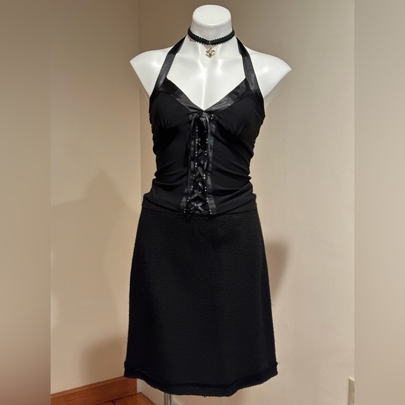 J Crew Mini Black Wool/ Polyester Lightly Fringe On Bottom Zipper In Bac… - Picture 2 of 9